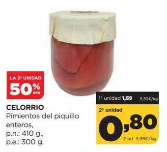 Alimerka La 2a unidad 50% dto celorrio pimientos del piquillo enteros oferta