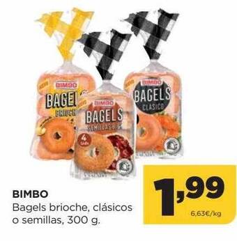 Alimerka Bimbo bagels brioche, clásicos o semillas oferta
