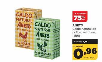Alimerka La 2a unidad 75% dto aneto caldo natural de pollo o verduras oferta