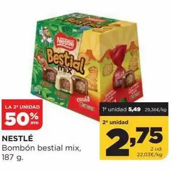 Alimerka La 2a unidad 50% dto nestlé bombón bestial mix oferta