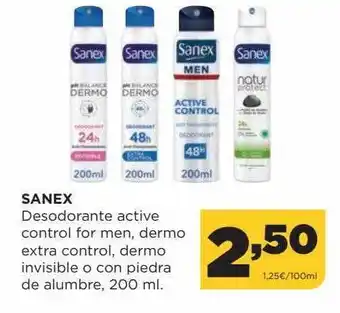 Alimerka Sanex desodorante active control for men, dermo extra control, dermo invisible o con piedra de alumbre oferta
