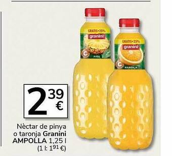 Consum Nèctar de pinya o taronja granini ampolla oferta