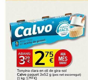 Consum Tonyina clara en oli de gira-sol calvo paquet oferta