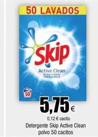 FROIZ Detergente skip active clean polvo 50 cacitos oferta