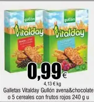 FROIZ Galletas vitalday gullón avena&chocolate o 5 cereales con frutos rojos oferta