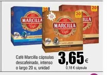 FROIZ Café marcilla cápsulas descafeinado intenso o largo oferta