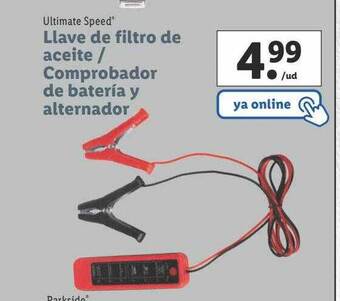 Lidl Ultimate speed llave de filtro de aceite comprobador de batería y alternador oferta