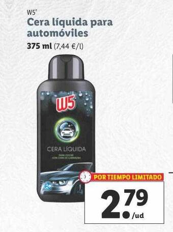 Lidl W5 cera líquida para automóviles oferta