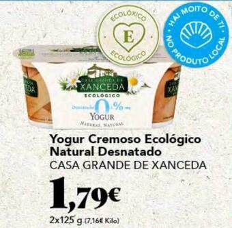Gadis Yogur cremoso ecológico natural desnatado casa grande de xanceda oferta