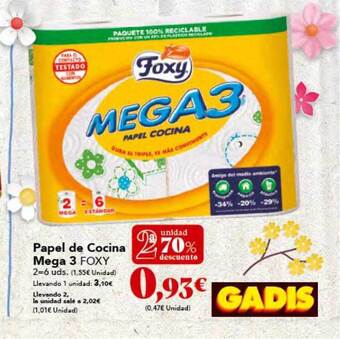Gadis 2a unidad 70% descuento papel de cocina mega 3 foxy oferta