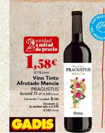 Gadis Vino tinto afrutado mencia pragustus oferta