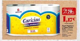Gadis 2a unidad 70% descuento papel higiénico 2 capas doble rollo caricias oferta