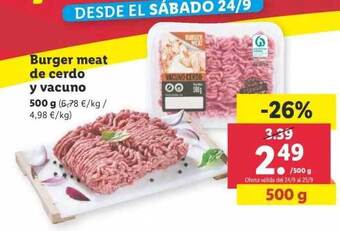 Lidl Burger meat de cerdo y vacuno oferta