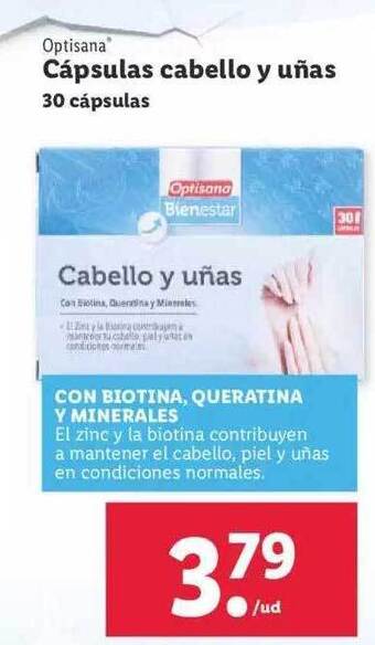 Lidl Optisana cápsulas cabello y uñas oferta