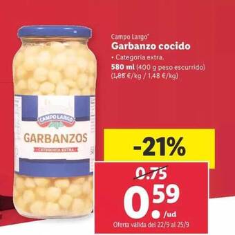 Lidl Campo largo garbanzo cocido oferta