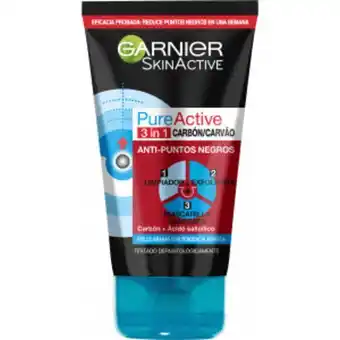Skin active pure active carbón 3 en 1 gel limpiador,...