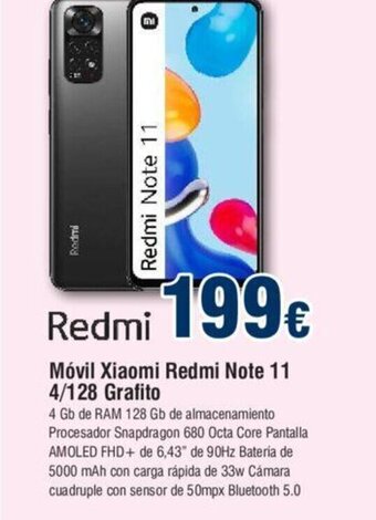 FROIZ Móvil Xiaomi Redmi Note 11 4/128 Grafito oferta