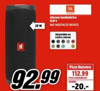 MediaMarkt JBL Altavoz inalámbrico Flip 5 oferta