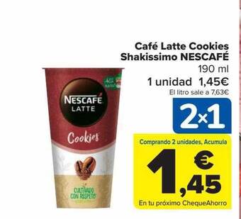 Carrefour Café latte cookies shakissimo nescafé oferta