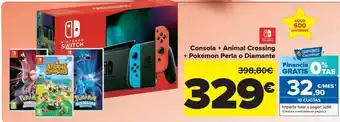 Carrefour Nintendo switch consola + animal crossing + pokémon perla o diamante oferta