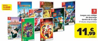 Carrefour Juegos con código de descarga dentro de la caja nintendo switch oferta
