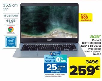Carrefour Acer portátil chromebook cb314-1h-co7w oferta