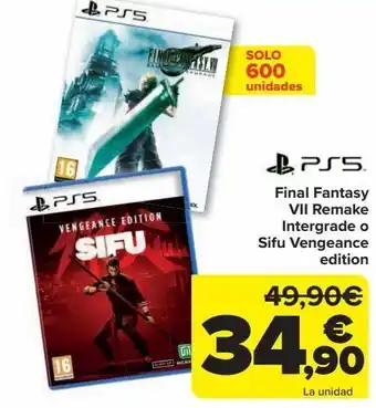 Carrefour Final fantasy vii remake intergrade o sifu vengeance edition ps5 oferta