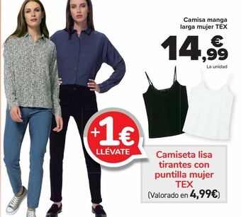 Carrefour Camisa manga larga mujer tex oferta