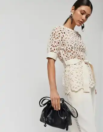 Roberto Verino Blusa bordado suizo beige claro oferta