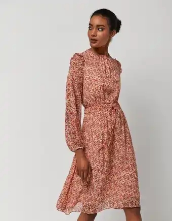 Roberto Verino Vestido fruncido estampado flores naranja oferta