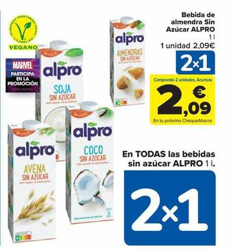 Carrefour Bebida de almendra sin azúcar alpro oferta