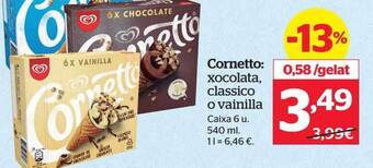 La Sirena Cornetto: xocolata classico o vainilla oferta