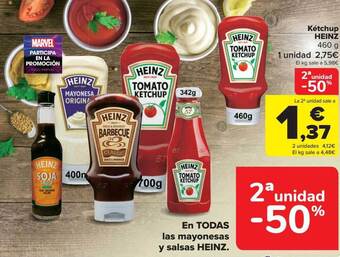 Carrefour 2a unidad -50% kétchup heinz oferta