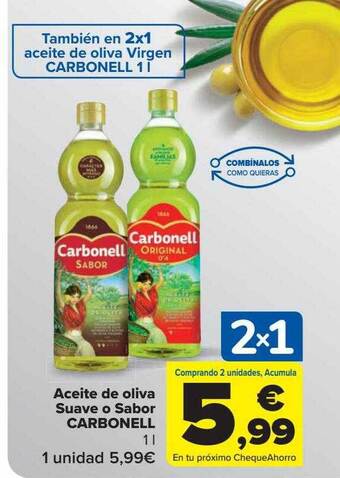 Carrefour Aceite de oliva suave o sabor carbonell oferta