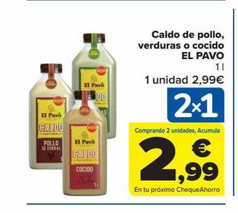 Carrefour Caldo de pollo verduras o cocido el pavo oferta