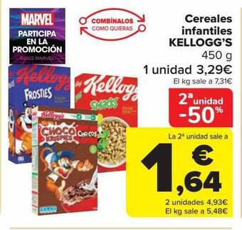 Carrefour 2a unidad -50% cereales infantiles kellogg's oferta