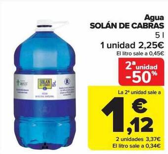 Carrefour 2a unidad -50% agua solán de cabras oferta