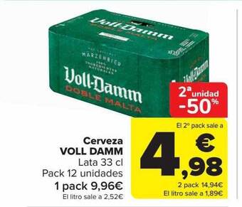 Carrefour 2a unidad -50% cerveza voll damm oferta