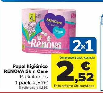 Carrefour Papel higiénico renova skin care oferta