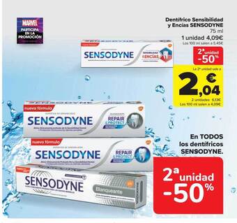 Carrefour 2a unidad -50% dentífrico sensibilidad y encías sensodyne oferta