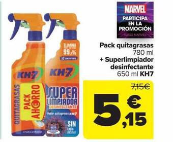 Carrefour Pack quitagrasas + superlimpiador desinfectante kh7 oferta