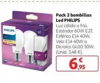 Alcampo Pack 2 bombillas led philips oferta