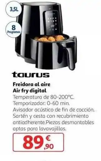 Alcampo Taurus freidora al aire air fry digital oferta