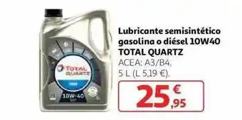 Lubricante semisintético gasolina o diésel 10w40 total quartz