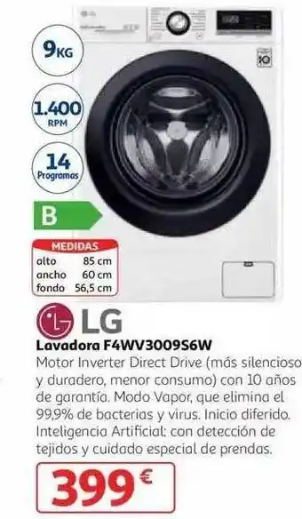 Alcampo Lg lavadora f7wv3009s6w oferta
