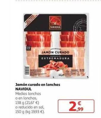 Alcampo Jamón curado en lonchas navidul oferta