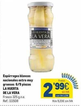 Makro Espárragos blancos nacionales extra muy gruesos 6 9 piezas la huerta de la vera oferta
