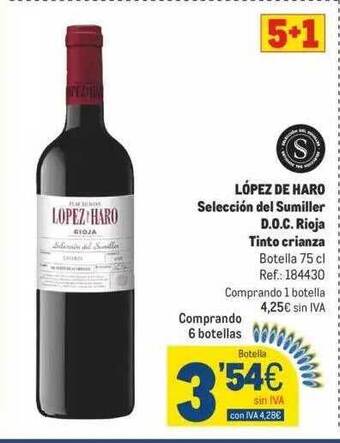 Makro López de haro selección del sumiller d.o.c. rioja tinto crianza oferta