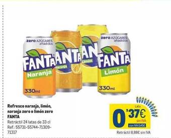 Makro Refresco naranja limón naranja zero o limón zero fanta oferta