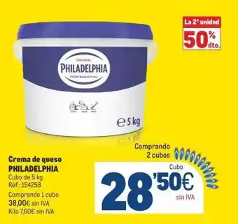 Makro La 2a unidad 50% dto crema de queso philadelphia oferta